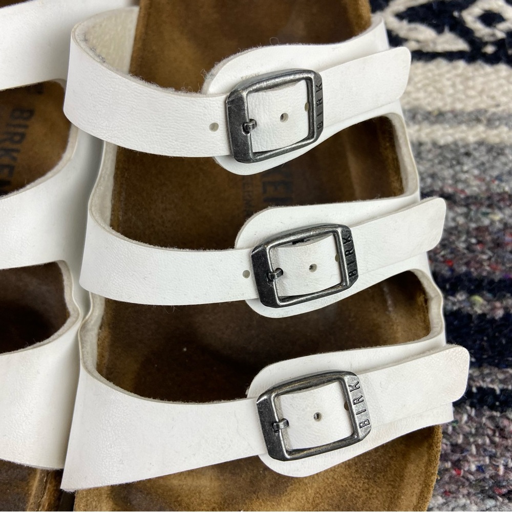Birkenstock Womens White Florida Birko-Flor Sandals Buckles Size 39/8 Leather - Picture 5 of 12